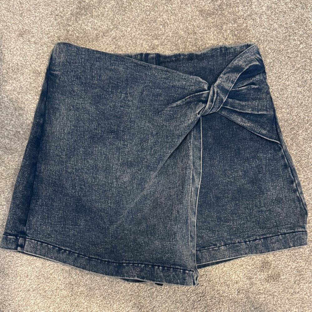 Flying Tomato Denim Knot Mini Skirt
